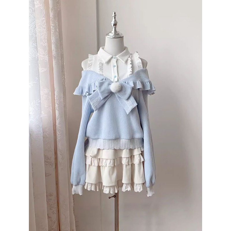 Blouse Off Shoulder - Kawaii Yumuşak Kız Lolita 2 Parça