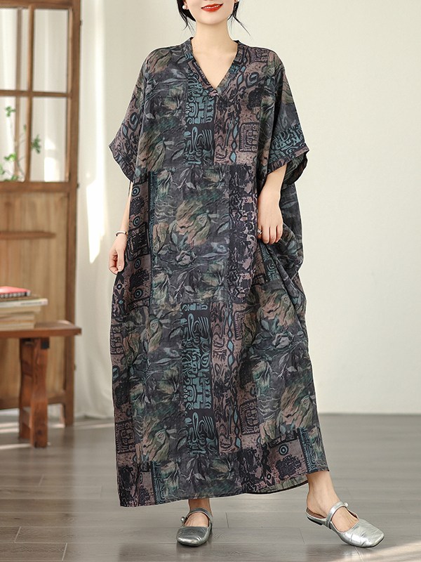 Linen Dress Wrap - Yazlık Çiçek Desenli Tatil Stili Seyahat