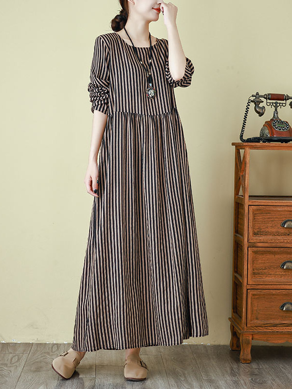 Yeni Sezon Yuvarlak Yaka Uzun  - Linen Dress Wrap incelemesi ve fiyatı