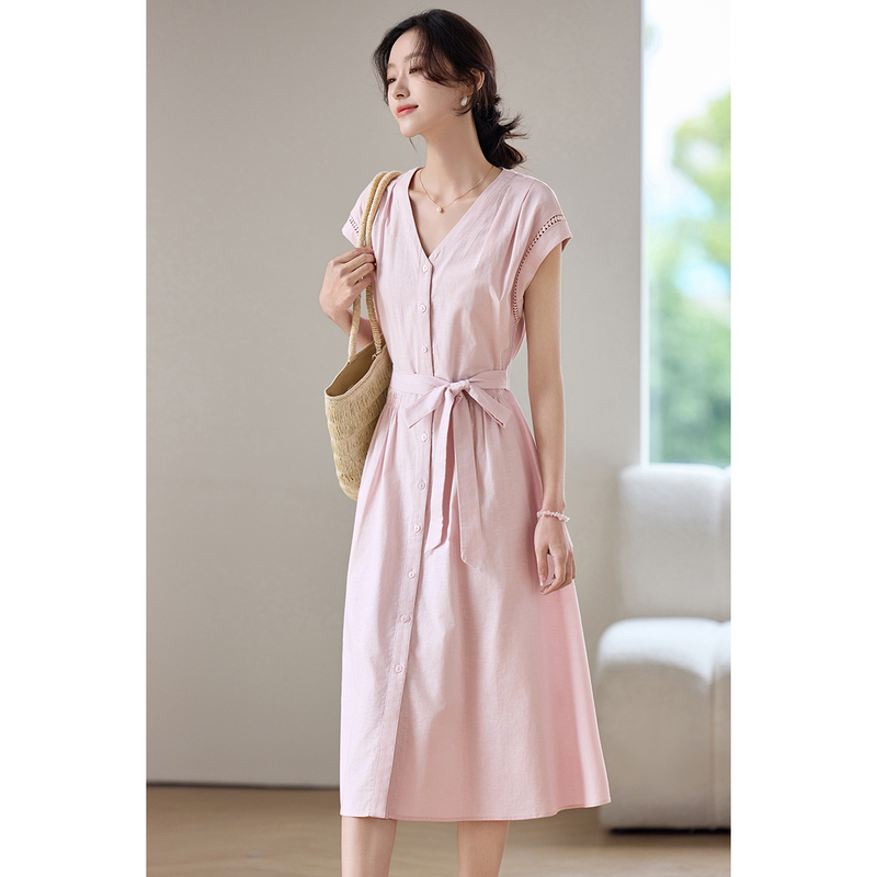 SENTUBILA kadın Midi Pembe Elb - Linen Dress Wrap incelemesi ve fiyatı